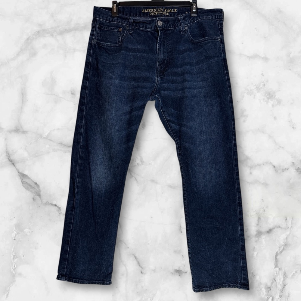 American Eagle Outfitters Men's Deep Indigo  Slim Straight Jeans 36/30